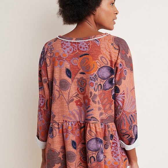 ANTHROPOLOGIE Saturday Sunday Colleen Babydoll Sweatshirt Terracotta Motif NWOT - Picture 2 of 8